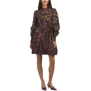 MARCHESA Printed Mini Shirt Dress